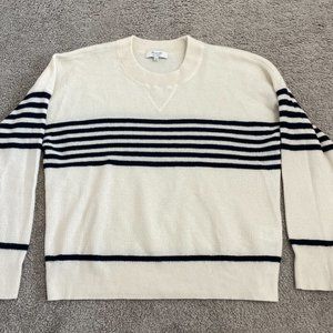 Madewell 100% Cashmere, Cream colored sweater with navy stripes (M)